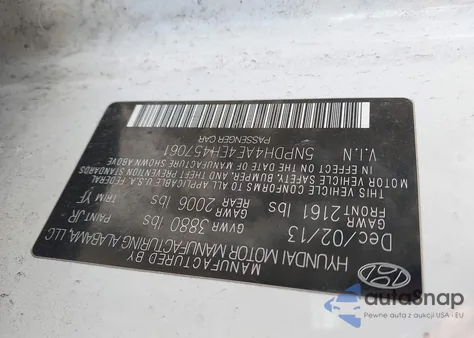 2014 Hyundai Elantra Limited z USA, uszkodzony, nr VIN 5NPDH4AE4EH457061